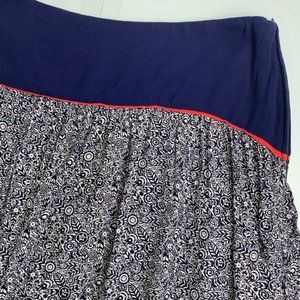 NAF NAF Skirt Euro 38 US 6 Womens Blue Floral A Line Mini Viscose Side Zip
